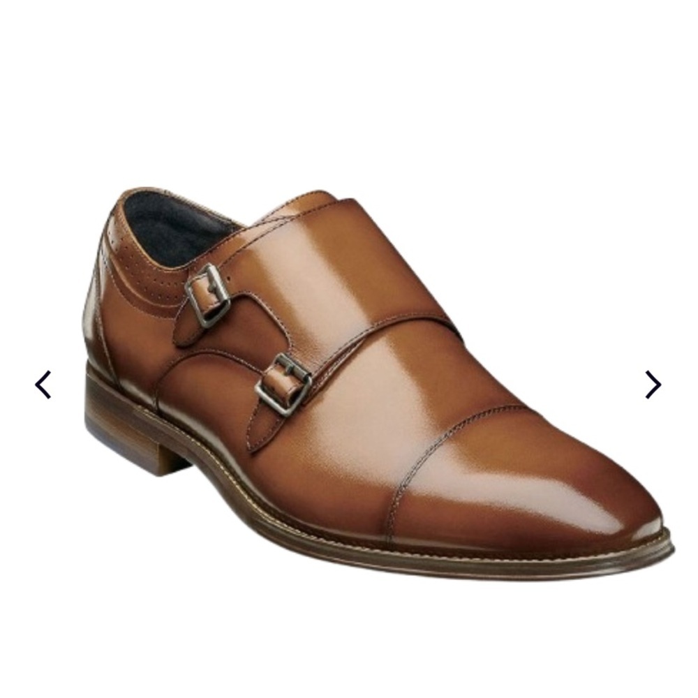 Stacey Adams Bayne Leather Cap Toe Double Monk Strap Dress Shoes Men’s Size 12M